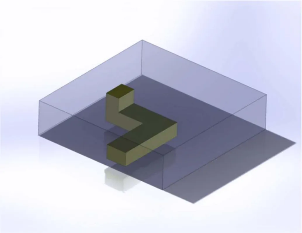 CAD-Darstellung eines LTCC mit leitfähigen Strukturen in X-, Y- und Z-Achse