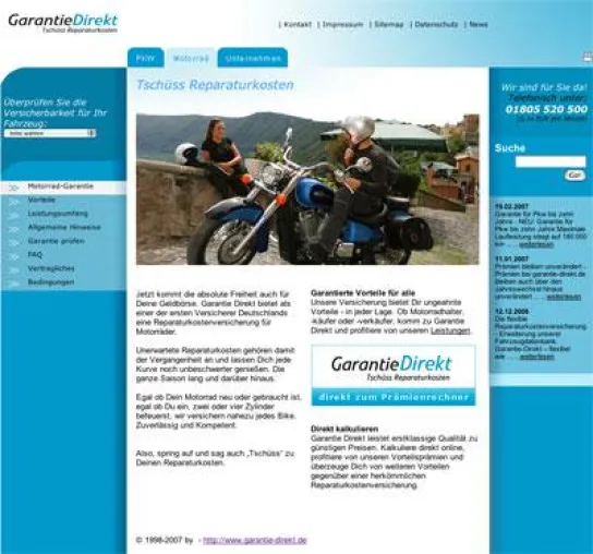 Garantie-direkt.de – Reparaturkosten-Versicherung jetzt auch für Motorräder Bild: Garantie-direkt.de – Reparaturkosten-Versicherung jetzt auch für Motorräder