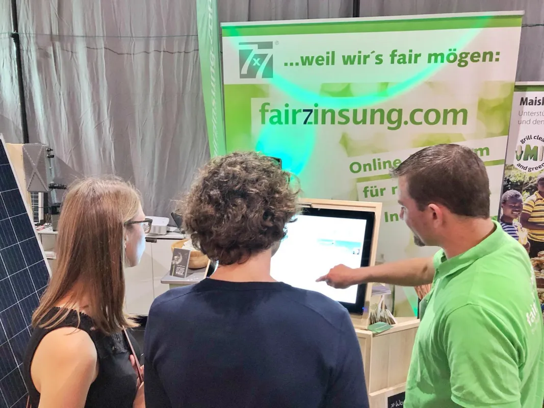 Die fairzinsung-Fachberater freuen sich auf die Messebesucher der Green World Tour.