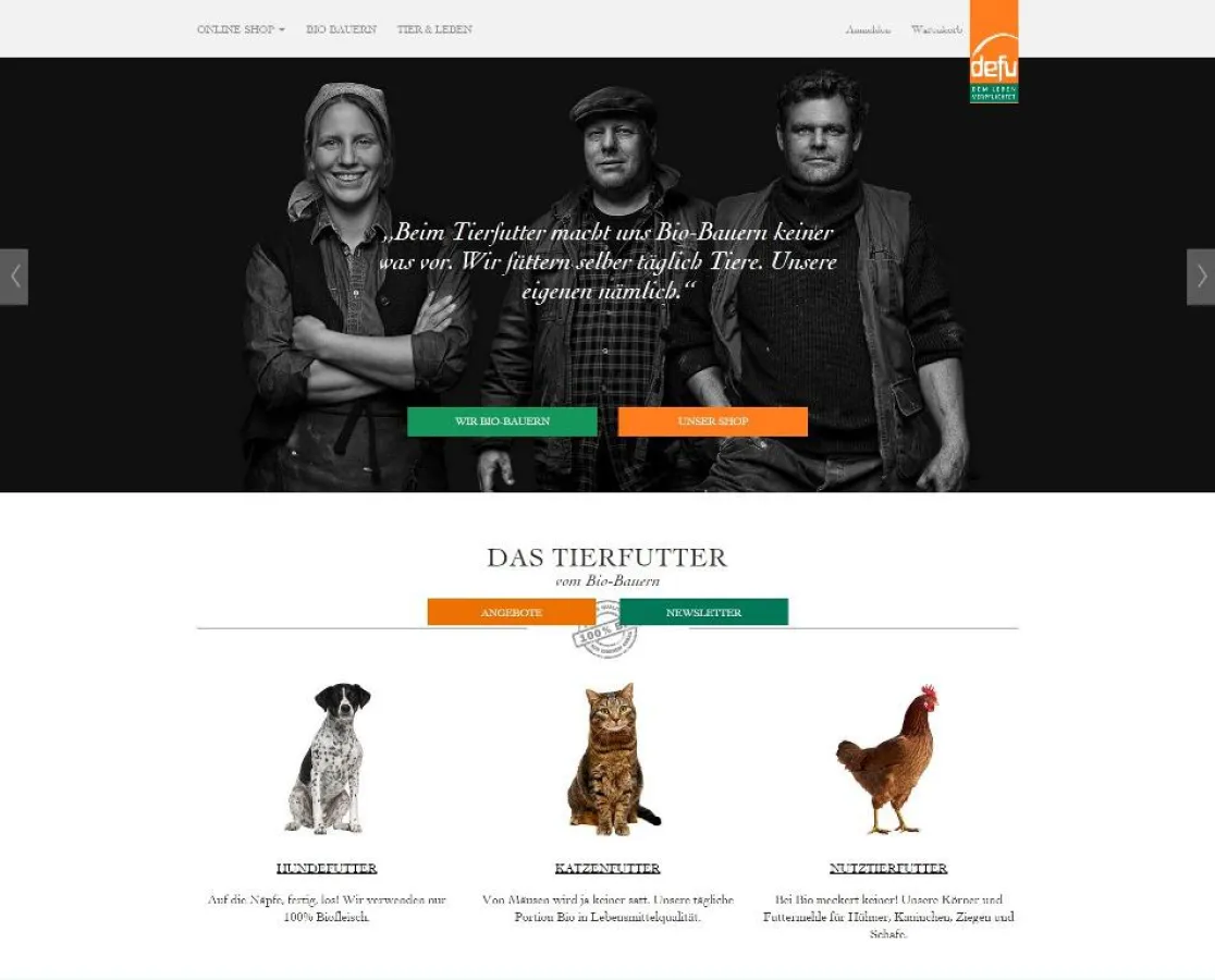 Tierfuttermarke defu überzeugt mit neuem Webauftritt