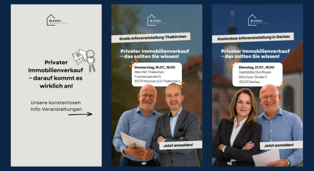 Zwei kostenlose Informationsveranstaltungen von Wandl.Immobilien in Dachau und München-Thalkirchen Bild: Zwei kostenlose Informationsveranstaltungen von Wandl.Immobilien in Dachau und München-Thalkirchen