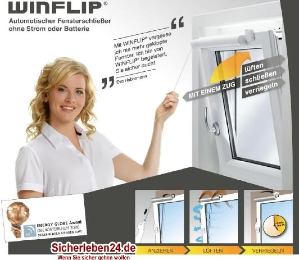 Winflip - Automatischer Fensterschließer ohne Strom oder Batterie