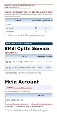 Bild: Kostenlose Web-Applikation zum Erstellen & Verwalten von E-Mail Verteilern - eMill OptIn Service