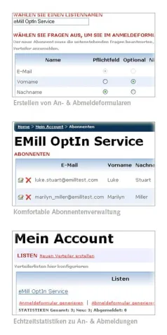 Kostenlose Web-Applikation zum Erstellen & Verwalten von E-Mail Verteilern - eMill OptIn Service Bild: Kostenlose Web-Applikation zum Erstellen & Verwalten von E-Mail Verteilern - eMill OptIn Service
