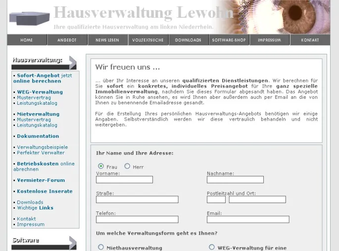 Bild: Hausverwaltungen gewinnen online neue Kunden mit HV-Angebot HTML V. 2.0