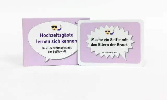Bild: „Hochzeitsgäste lernen sich kennen“ ein Hochzeitspiel mit heiteren Selfie-Aufgaben für die Gäste zum Mitmachen