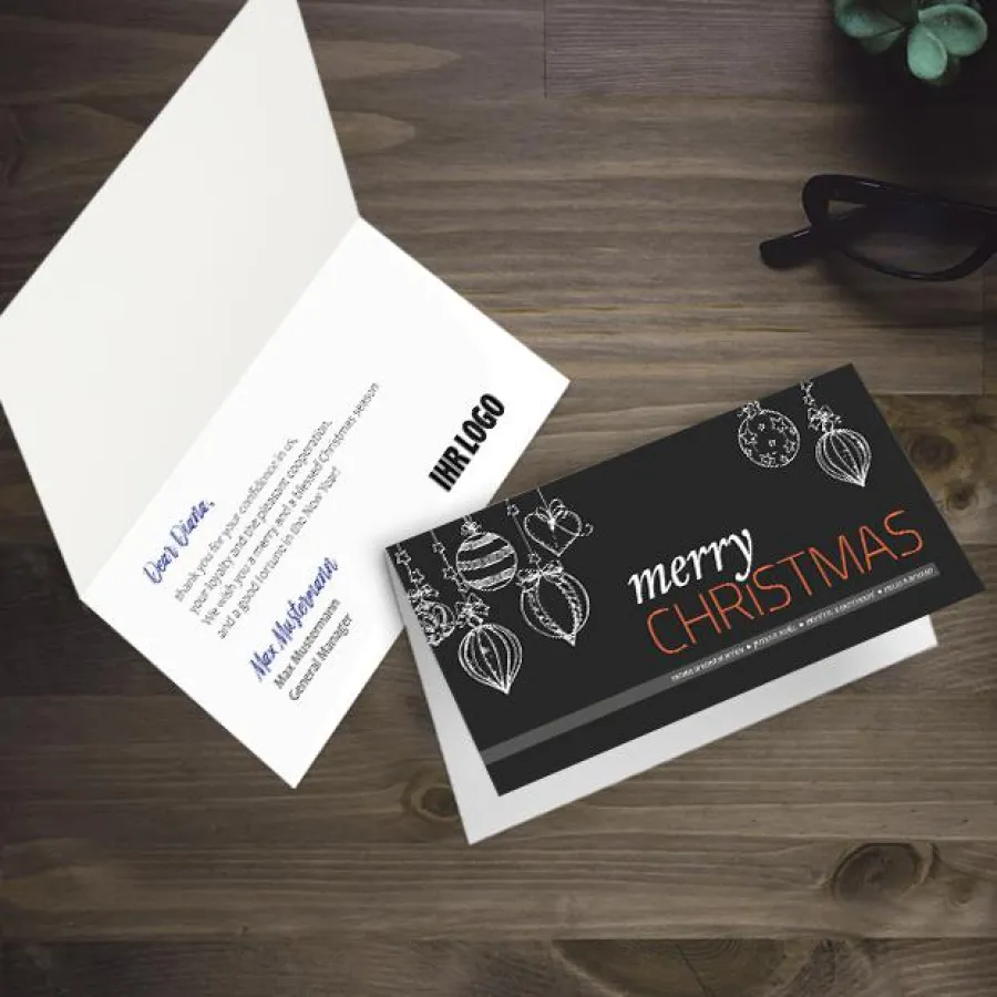 geschäftliche Weihnachtskarten mit Versandservice und Logo