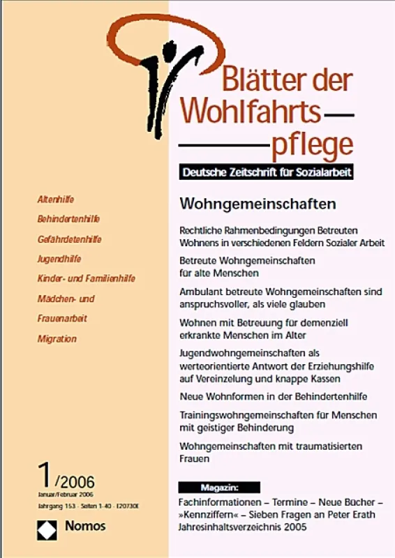 Die Blätter der Wohlfahrtspflege befassen sich in ihrem neuen Themenheft mit Wohngemeinschaften.