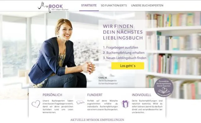 Bild: Auf mybook.de erhalten Lese-Fans erstmals online persönliche Buch-Empfehlungen von echten Experten