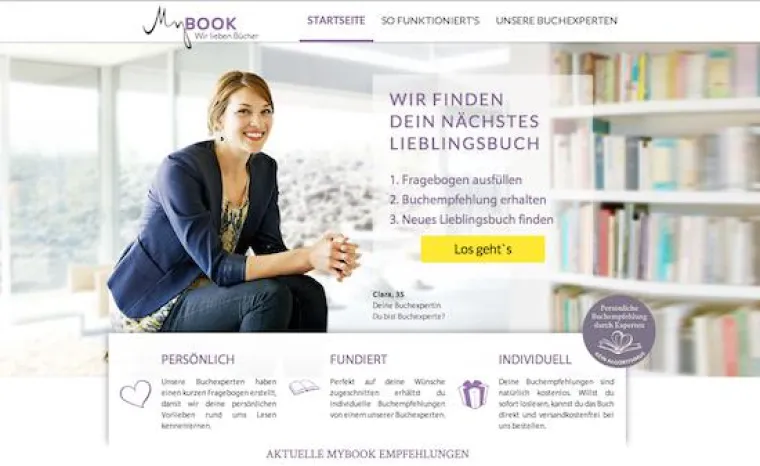 Bild: Auf mybook.de erhalten Lese-Fans erstmals online persönliche Buch-Empfehlungen von echten Experten
