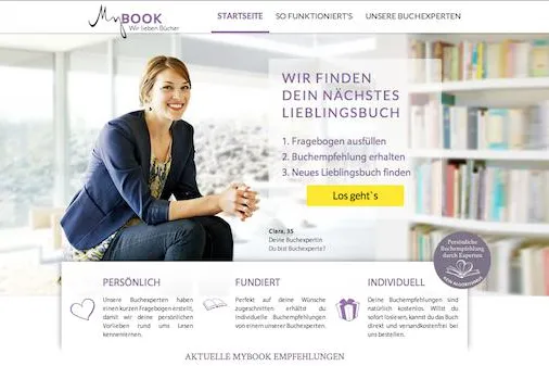 Bild: Auf mybook.de erhalten Lese-Fans erstmals online persönliche Buch-Empfehlungen von echten Experten