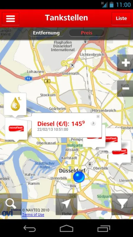 Die neue NOVOFLEET App bietet erweiterte Suchkriterien und zeigt erste Spritpreise in Echtzeit an.