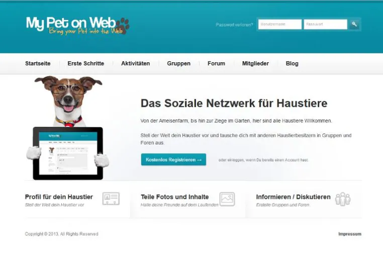 Bild: "My Pet on Web" - Neues soziales Netzwerk für Haustiere und deren Besitzer