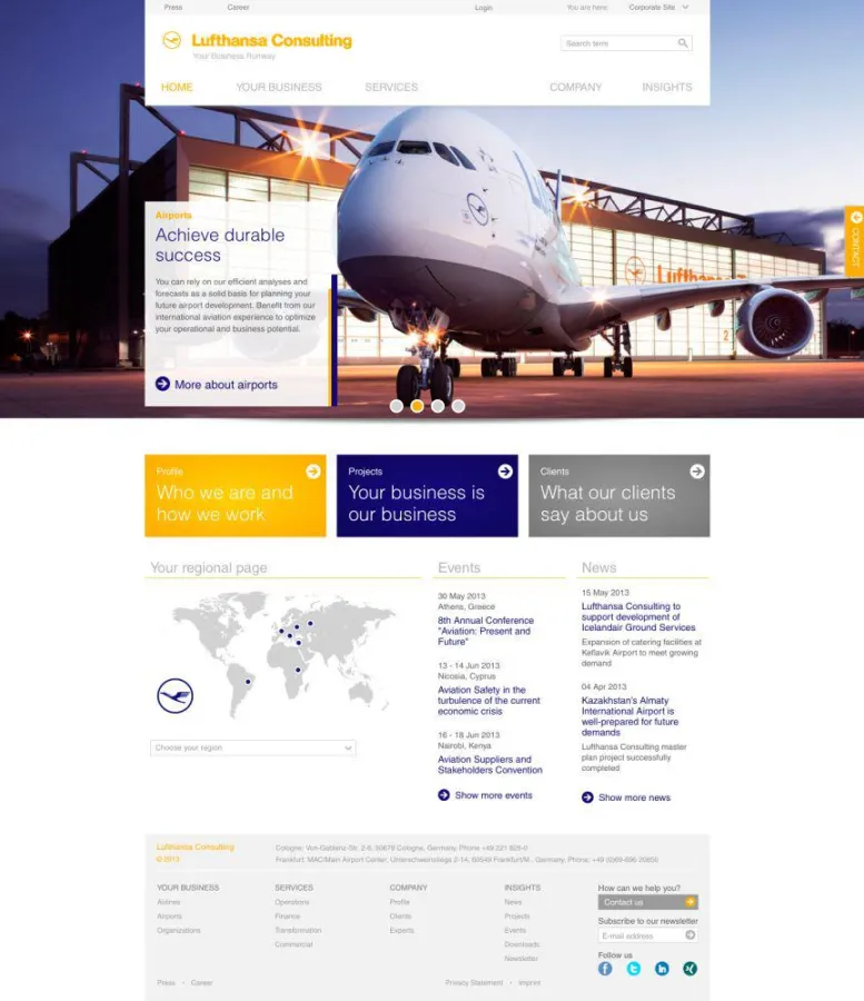 Lufthansa Consulting Website: Startseite