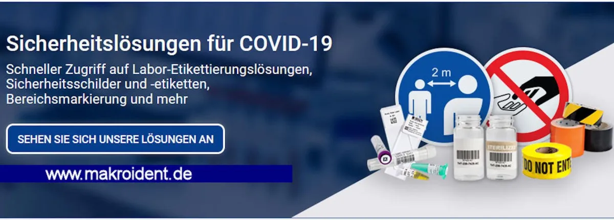 Schutz vor Corona mit Kennzeichnungen, Absperrungen, Schutzmasken etc.