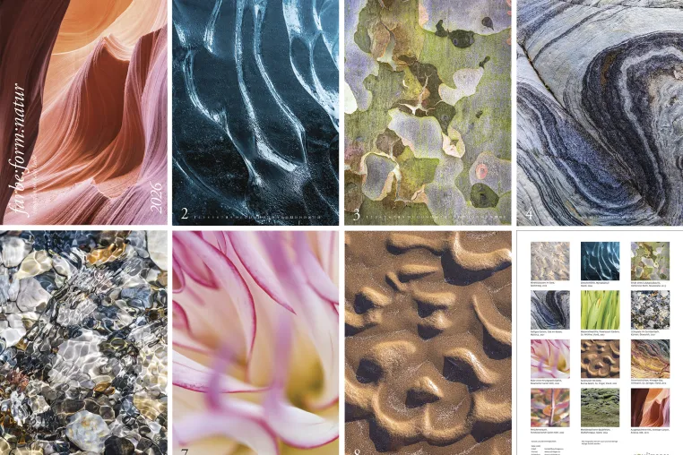 Bild: Neuer Kunstkalender 2026 von Katja Liedle: „farbe:form:natur“ zeigt die Poesie der Natur im Detail