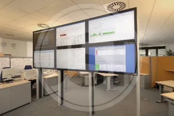 Bild: JST realisiert LCD-Monitorwand / Videowand im Kontrollraum / Leitstand bei Avarto-Systems