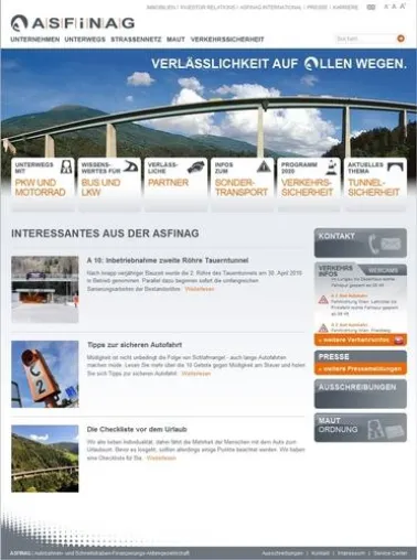 ASFINAG - Erfolgreicher Relaunch der Website Bild: ASFINAG - Erfolgreicher Relaunch der Website
