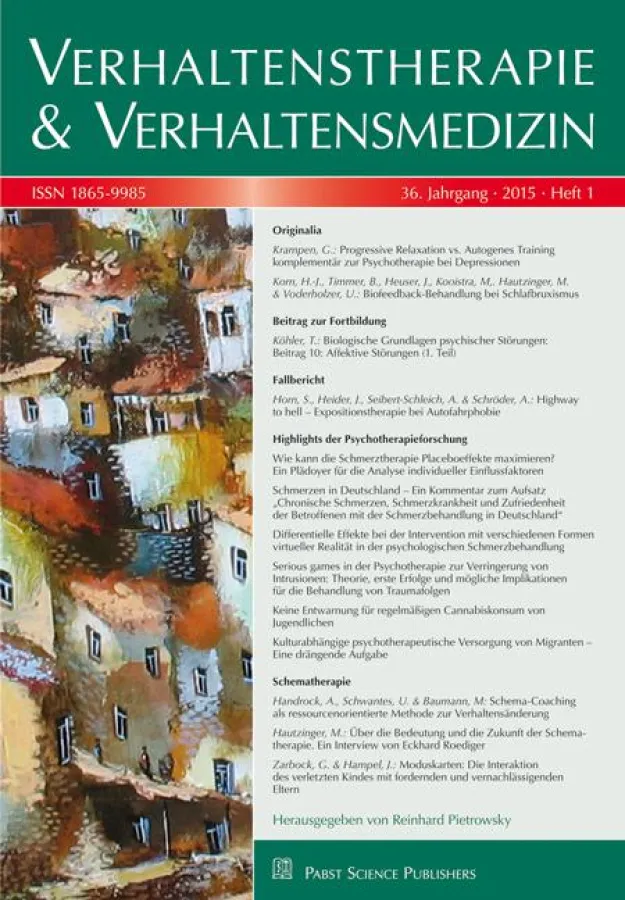 Verhaltenstherapie und Verhaltensmedizin 1/2015