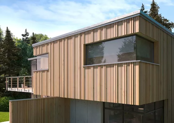 Bild: Traditioneller Werkstoff trifft kreatives Design: Holzfassaden in 3D-Optik