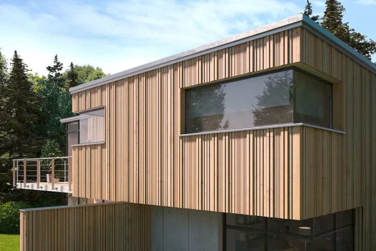 Bild: Traditioneller Werkstoff trifft kreatives Design: Holzfassaden in 3D-Optik