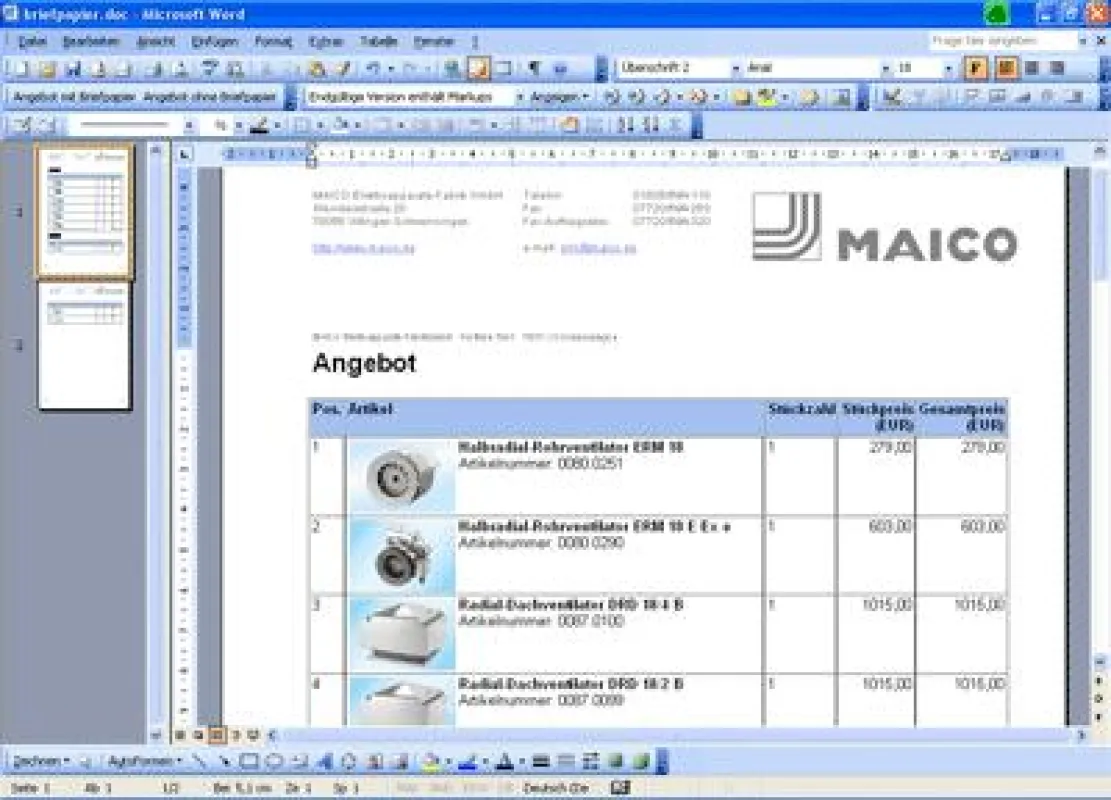 Web2Print-Angebotserstellung