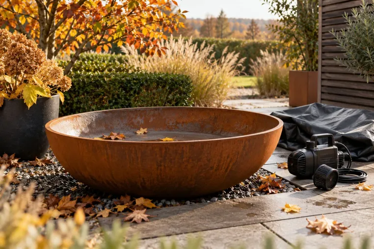 Erste Frostnächte: So schützen Gartenbesitzer ihre Brunnen und Wasserbecken Bild: Erste Frostnächte: So schützen Gartenbesitzer ihre Brunnen und Wasserbecken