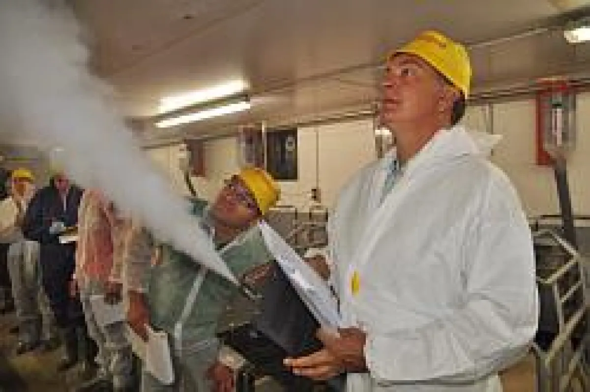 Tierärzte überprüfen Luftströme mittels Disko-Nebel im AVA-Kurs