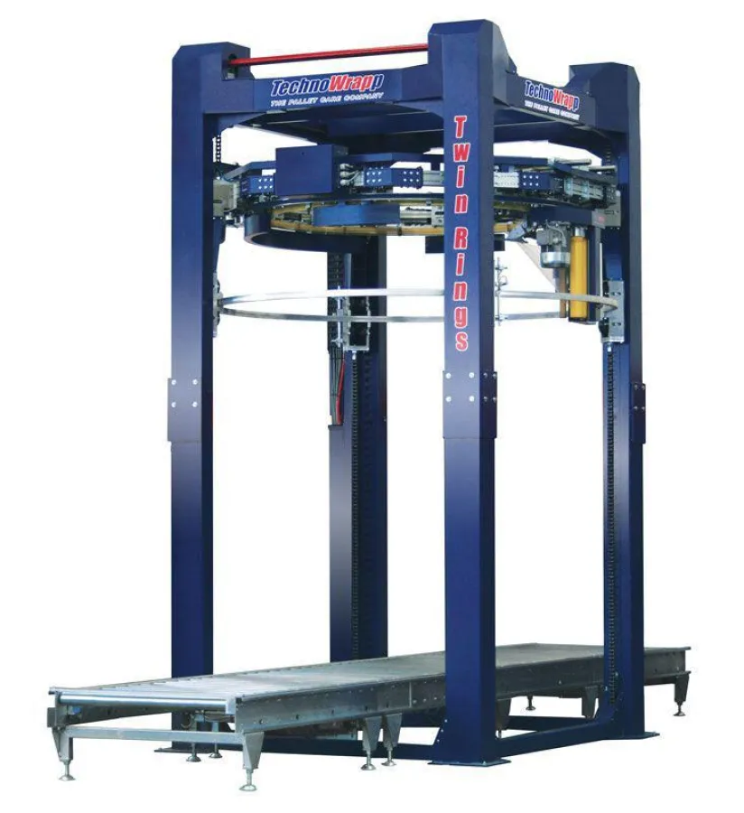 Palettenwickler Twin Rings wickelt 120 Paletten pro Stunde