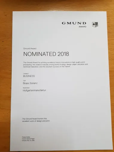 Bild: Hofgartenmanufaktur beim GMUND Award in der Kategorie BUSINESS ausgezeichnet