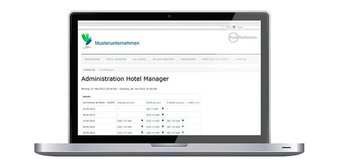 „Pure Solution“ Teilnehmermanagement-Tool. Die neue Software-Lösung von Pure Perfection.Quelle: Pure
