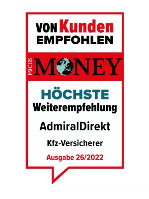Bild: Branchengewinner: AdmiralDirekt erhält erneute Kundenauszeichnung für „Höchste Weiterempfehlung“