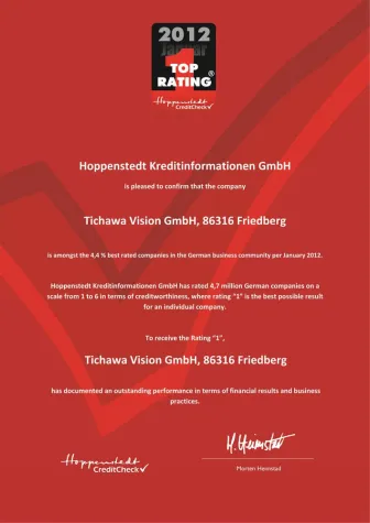 Bild: Bonität der Tichawa Vision mit Note 1 ausgezeichnet