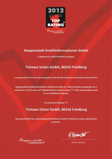 Bild: Bonität der Tichawa Vision mit Note 1 ausgezeichnet