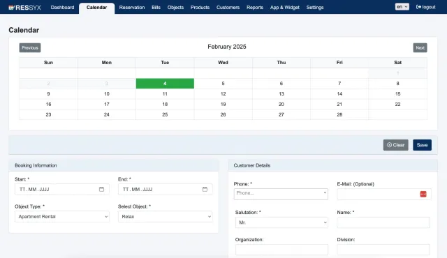 Bild: Das Buchungssystem mit Belegungskalender – Effiziente Verwaltung für Gastgeber