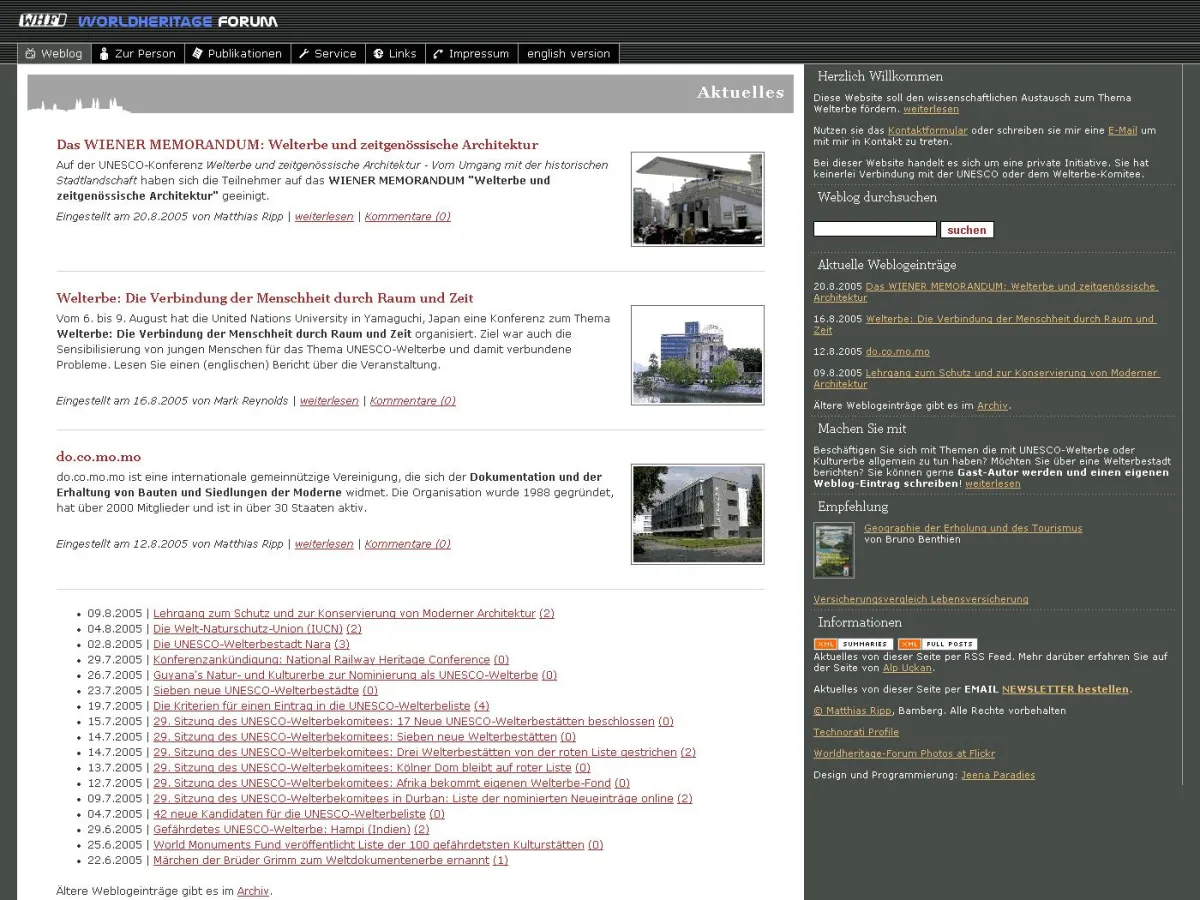 Worldheritage-Forum: Plattform zum Thema UNESCO-Welterbe
