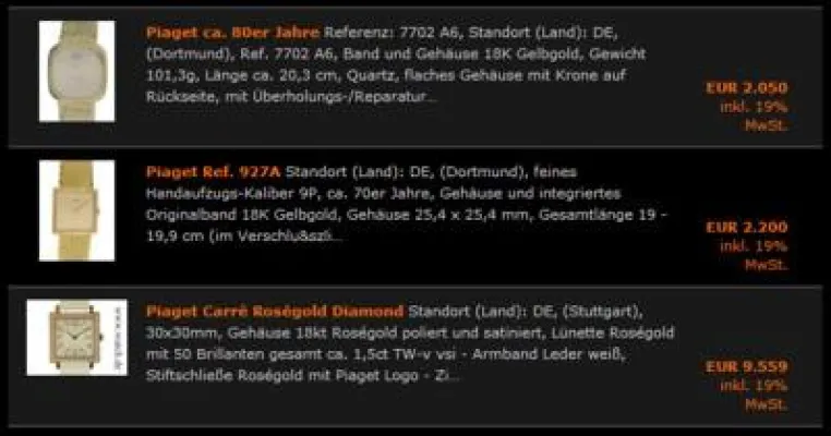 Bild: PIAGET Uhren : Kapitalanlage für Uhrensammler und Uhrenliebhaber