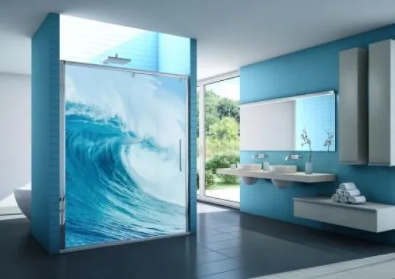 Bild: Farbe Marsch: Duschmeister.de macht Duschwandglas mit Dekorduschen erstmals farbig