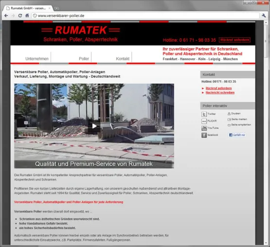 Bild: Rumatek stellt Einsatzmöglichkeiten automatisch versenkbarer Poller auf neuer Internetseite vor