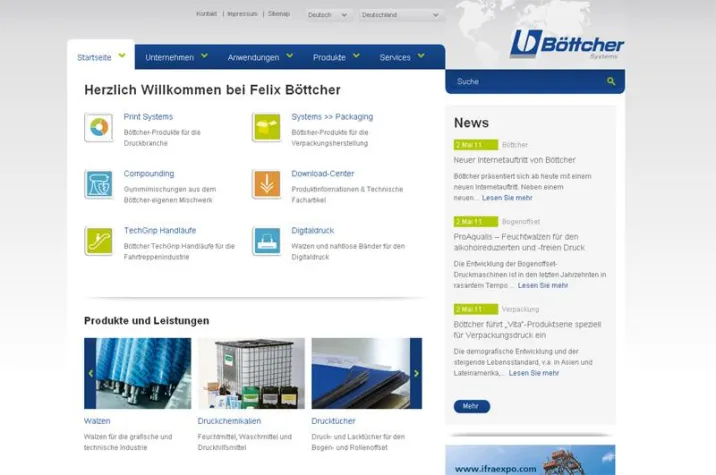 Bild: Internetagentur kernpunkt GmbH optimiert Website des Walzenherstellers Felix Böttcher GmbH