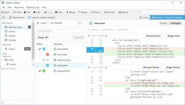 Bild: Windows Git-Client Tower erreicht Public Beta