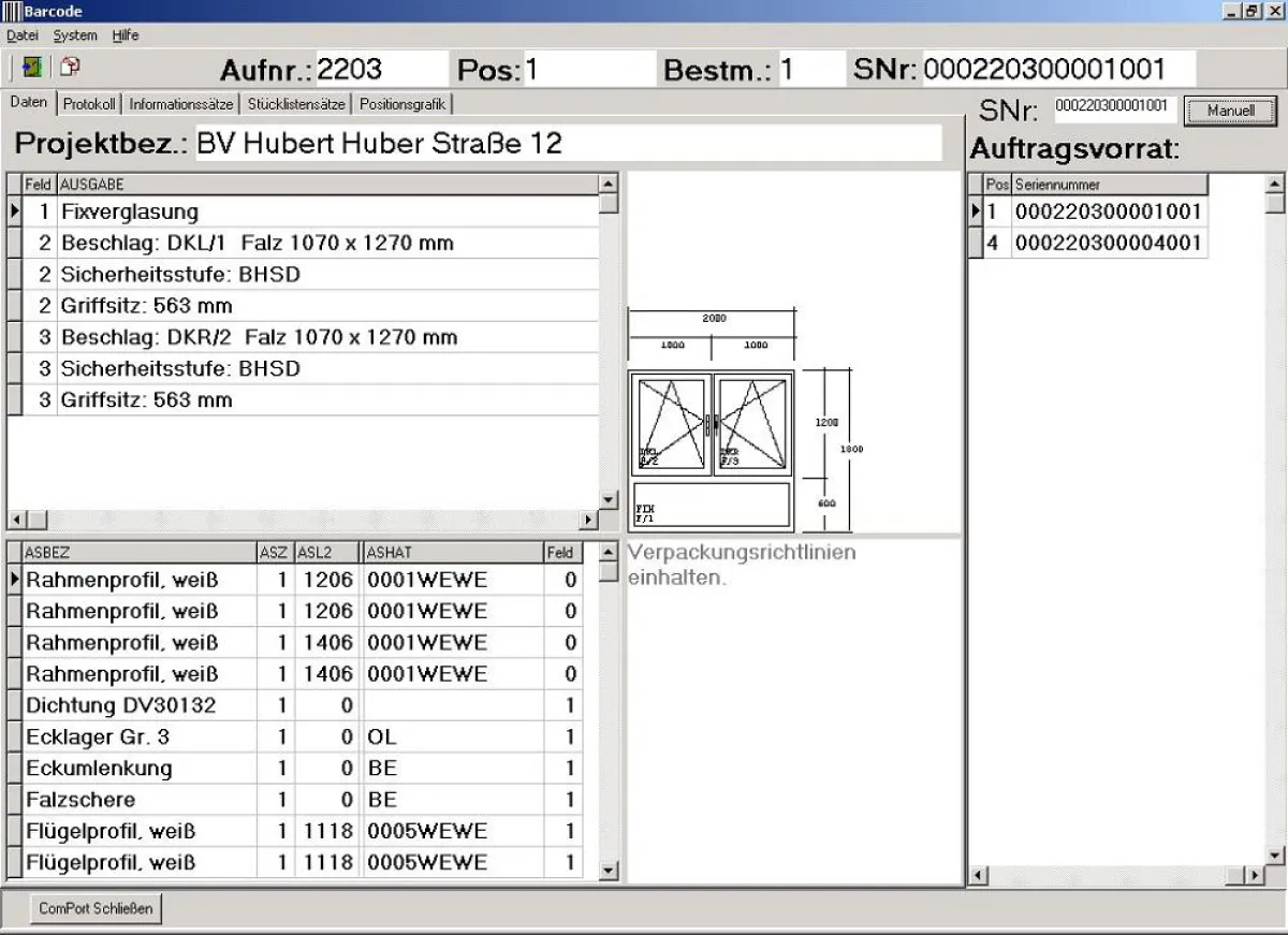 UniPRO/CRM+ERP Produktionsmeldung