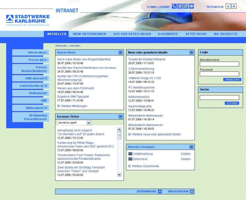 Alles im Blick: Weblication® Intranet der Stadtwerke Karlsruhe