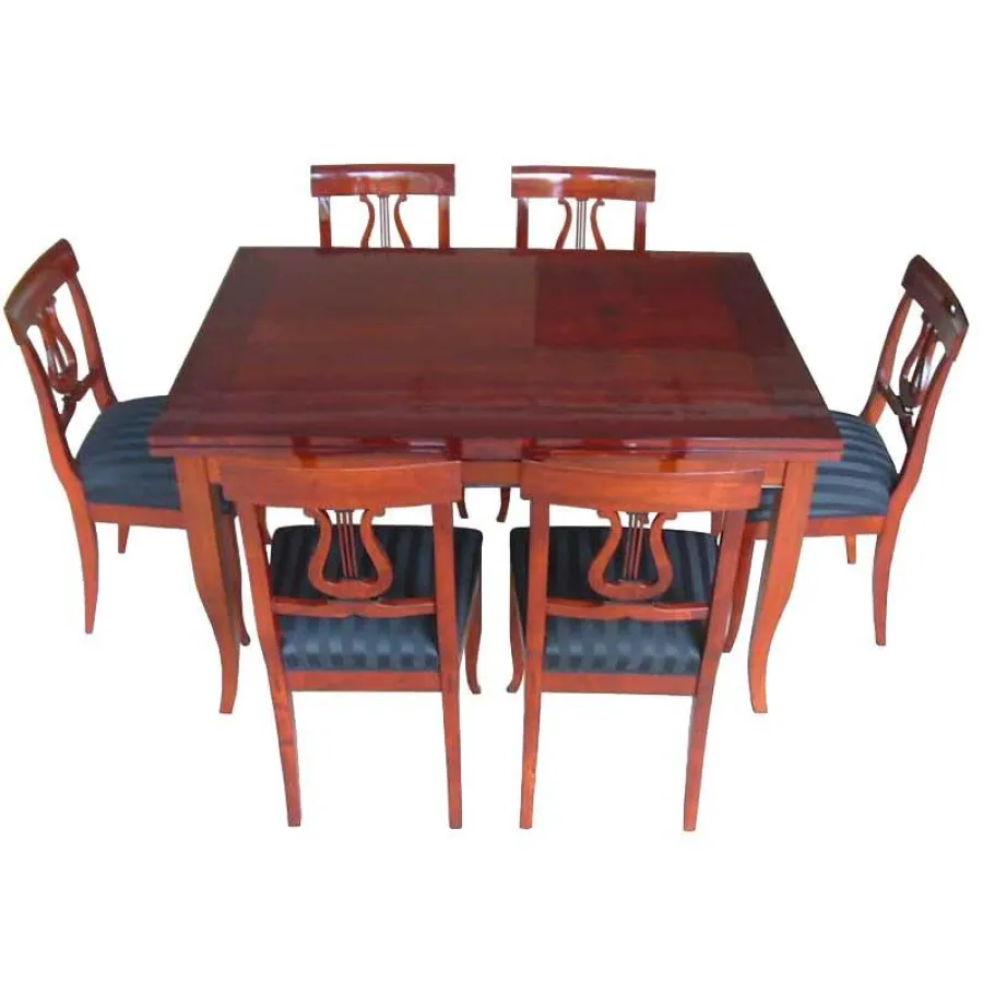 Stilmöbel - Biedermeiertisch mit 6 Stühlen