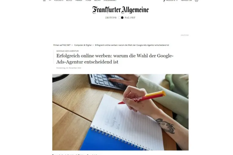 Bild: FAZ berichtet, worauf bei einer Google-Ads-Agentur für digitale Werbung geachtet werden muss