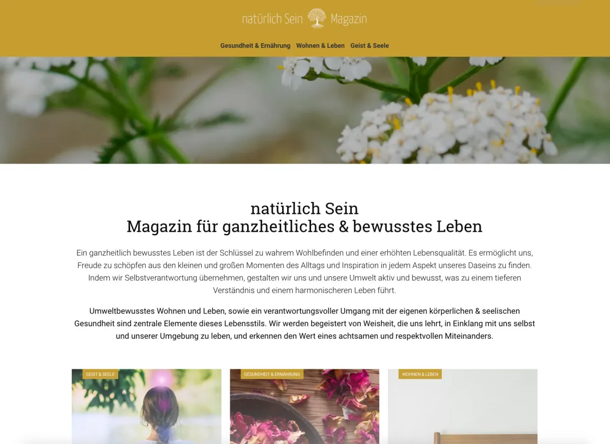 Screenshot des Online-Magazin natürlich Sein