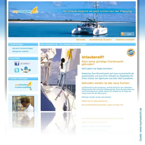 mycharter24 - Der weltweite Chartermarktplatz - jetzt in Internet Bild: mycharter24 - Der weltweite Chartermarktplatz - jetzt in Internet