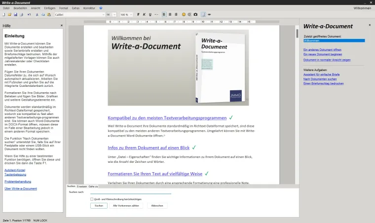 Bild: Textverarbeitung für Windows: Write-a-Document 6.1 ist erschienen