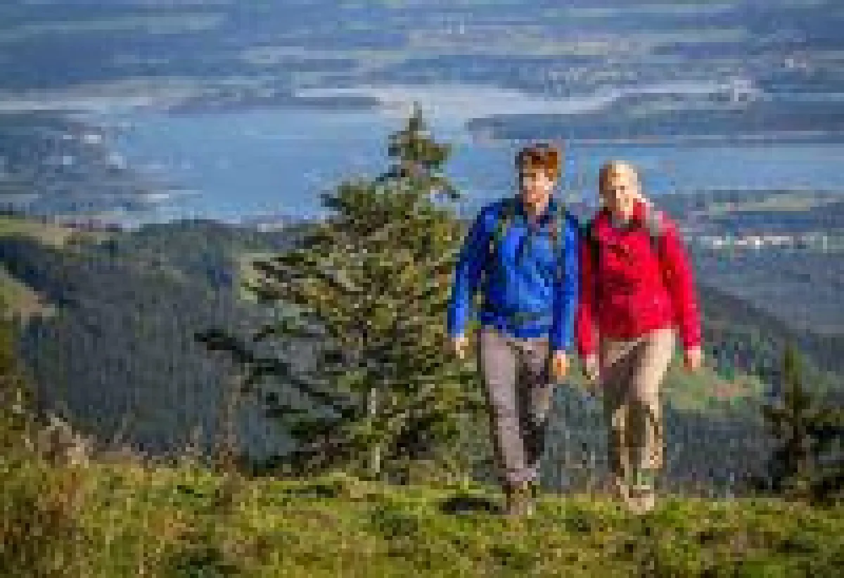 Wandern mit Blick auf den Chiemsee. © Chiemgau Tourismus