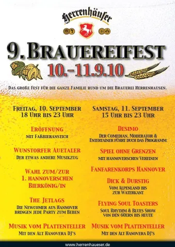 Bild: Die Herrenhäuser Brauerei lädt zum 9. Brauereifest mit Desimo, Bierkönig und viel Musik